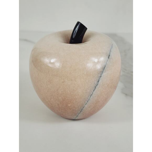Paperweight Marble Stone Carved Apple Polish 3 1/2" Crowning Touch 80s Vintage - Picture 4 of 14